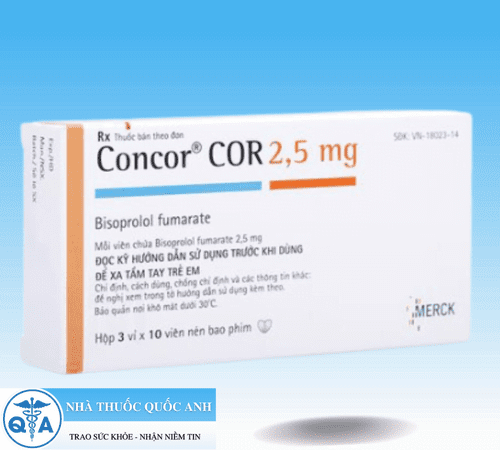 Thuốc Concor 2,5 điều trị cao huyết áp (3 vỉ x 10 viên)